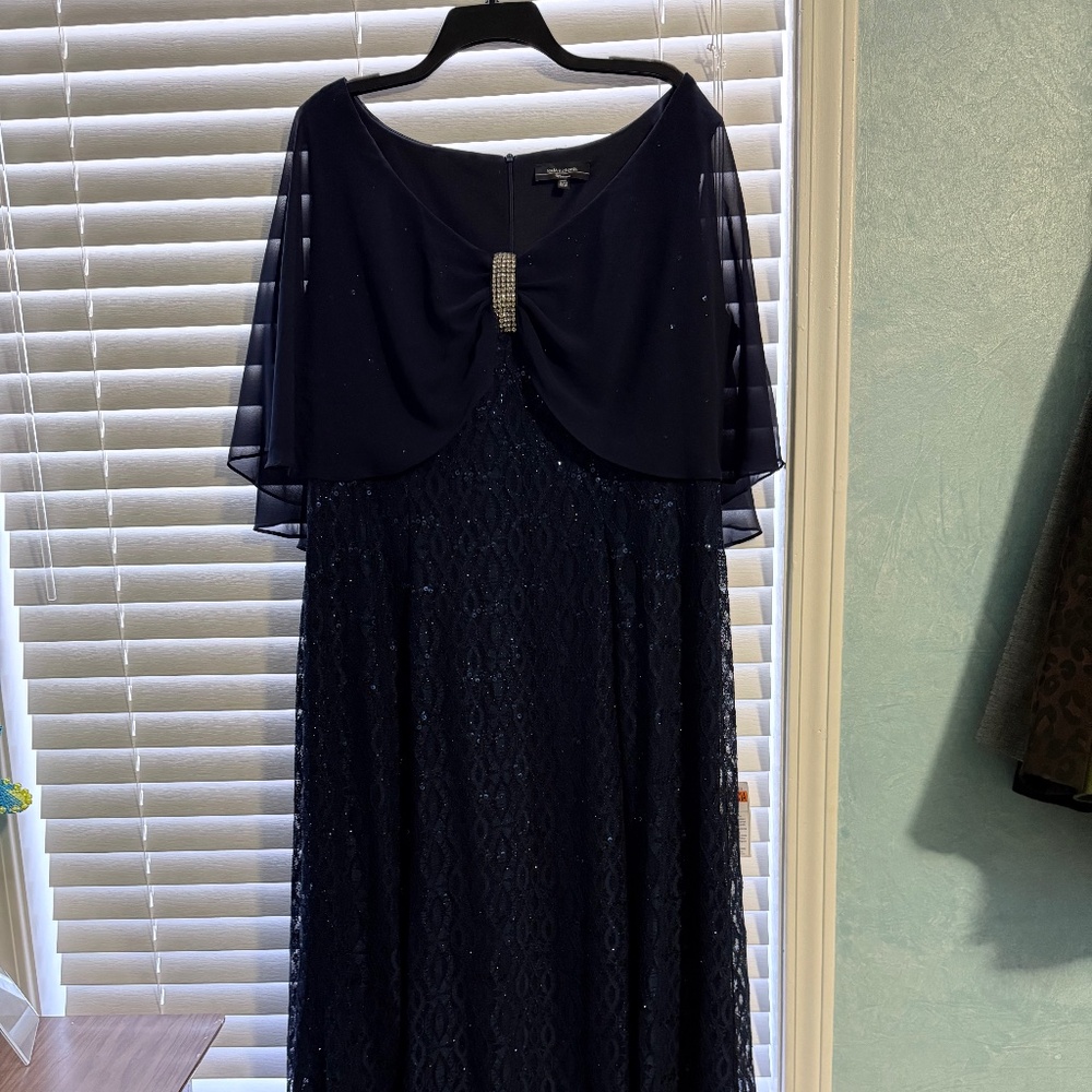 Blue Mother of the Bride or evening dress 18W tall